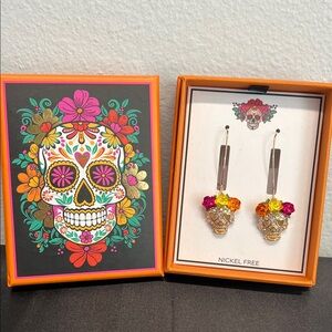Sugar Skull Dangling Earrings